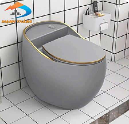 Bồn Cầu Trứng Cao Cấp Xám Viền Vàng FORLER