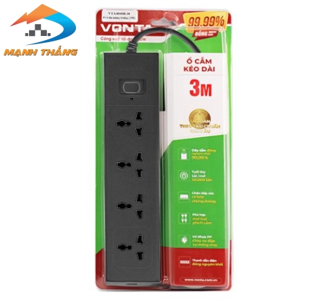 Ổ cắm kéo dài 4 ổ đa năng màu xám VTA4040B/G-30 (3m)