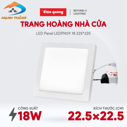 Bộ đèn LED Panel vuông Điện Quang ĐQ LEDPN09 18 225 (18W, 225×225)