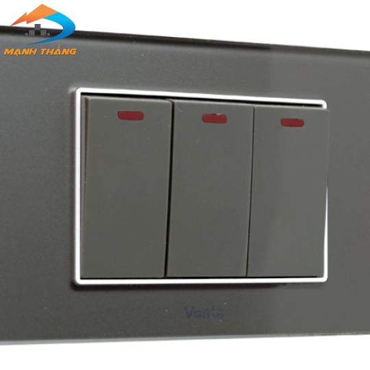 Bộ 3 công tắc 2 chiều 16A size S màu xám 