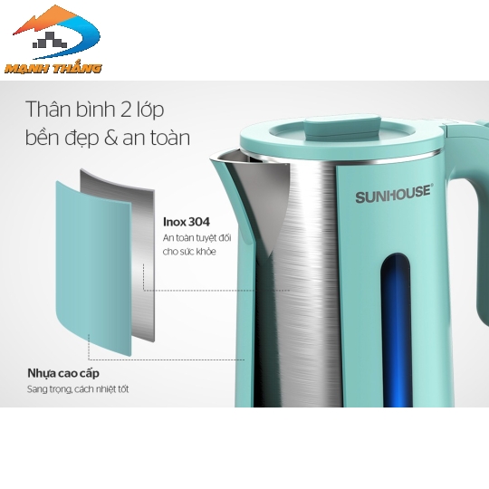 Ấm siêu tốc inox 2 lớp 1.8L Sunhouse SHD1351