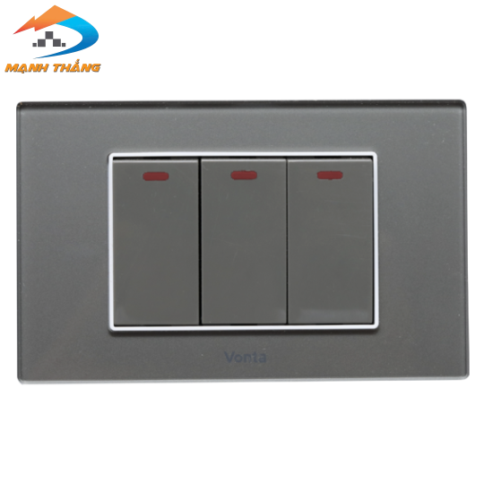 Bộ 3 công tắc 2 chiều 16A size S màu xám 