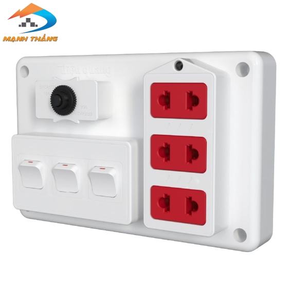 Bảng điện nổi V3 Điện Quang ĐQ FEP 32W 03S ( màu trắng đỏ, 3 lỗ 2 chấu, 3 công tắc )