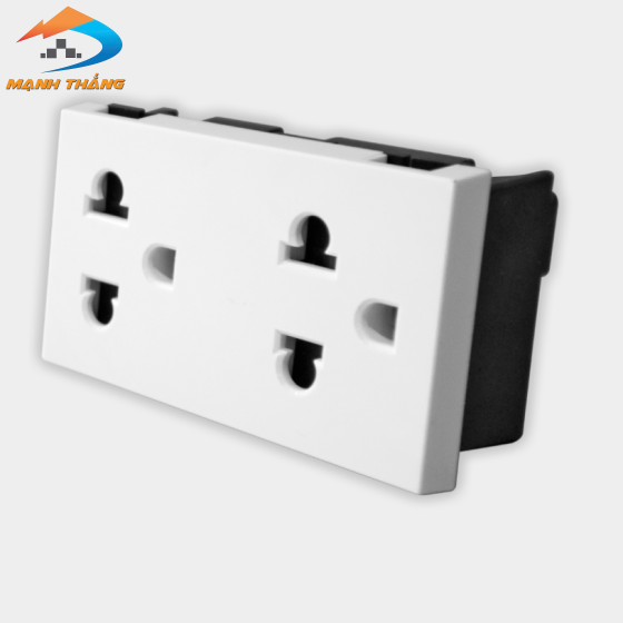 Set 3 Ổ cắm 3 chấu đôi âm tường DQHome ĐQ IW1 O3PD W (màu trắng)